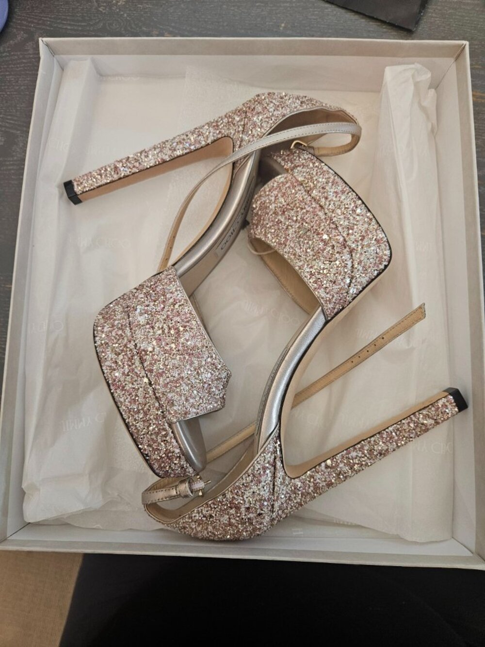 JIMMY CHOO Pattie 130 Rosewood Platform High Heel Sandals